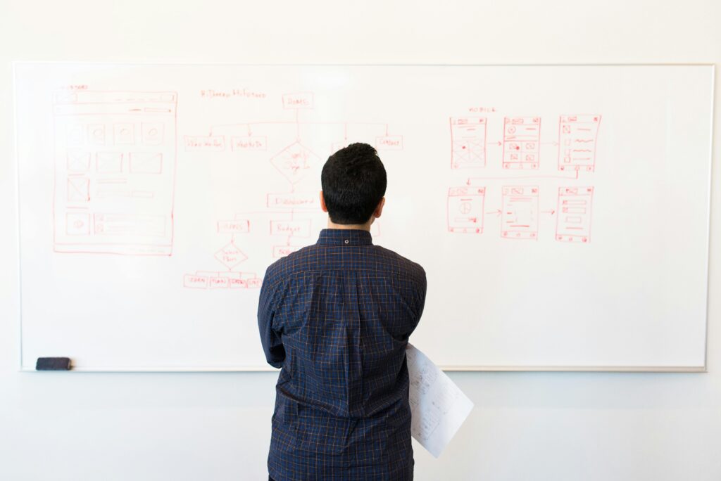 Man standing in front of a whiteboard.